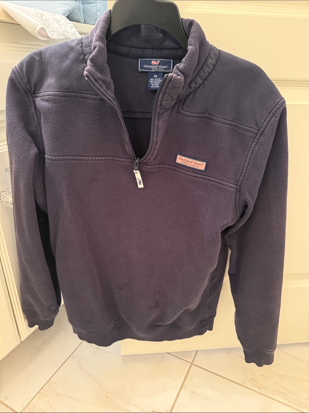 Vineyard Vines Men’s Navy Half-Zip Surf Terry Shep Shirt